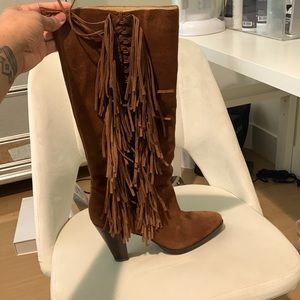 Brown suede boots